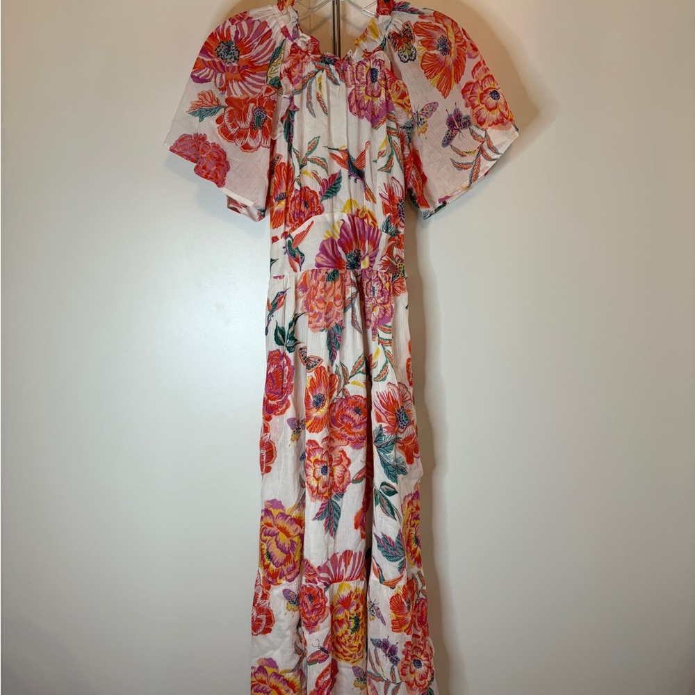 Banjanan Vibrant Floral Maxi Dress - Red and Orange